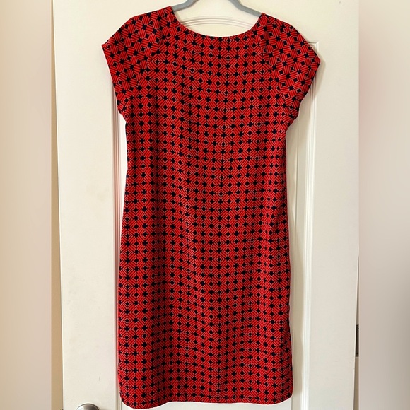 Merona Red & Navy Patterned Polyester Dress Women’s Size Medium - Picture 1 of 11